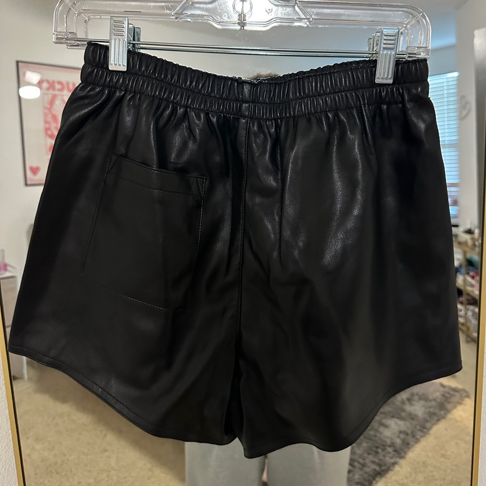 Black Leather Women's Shorts
